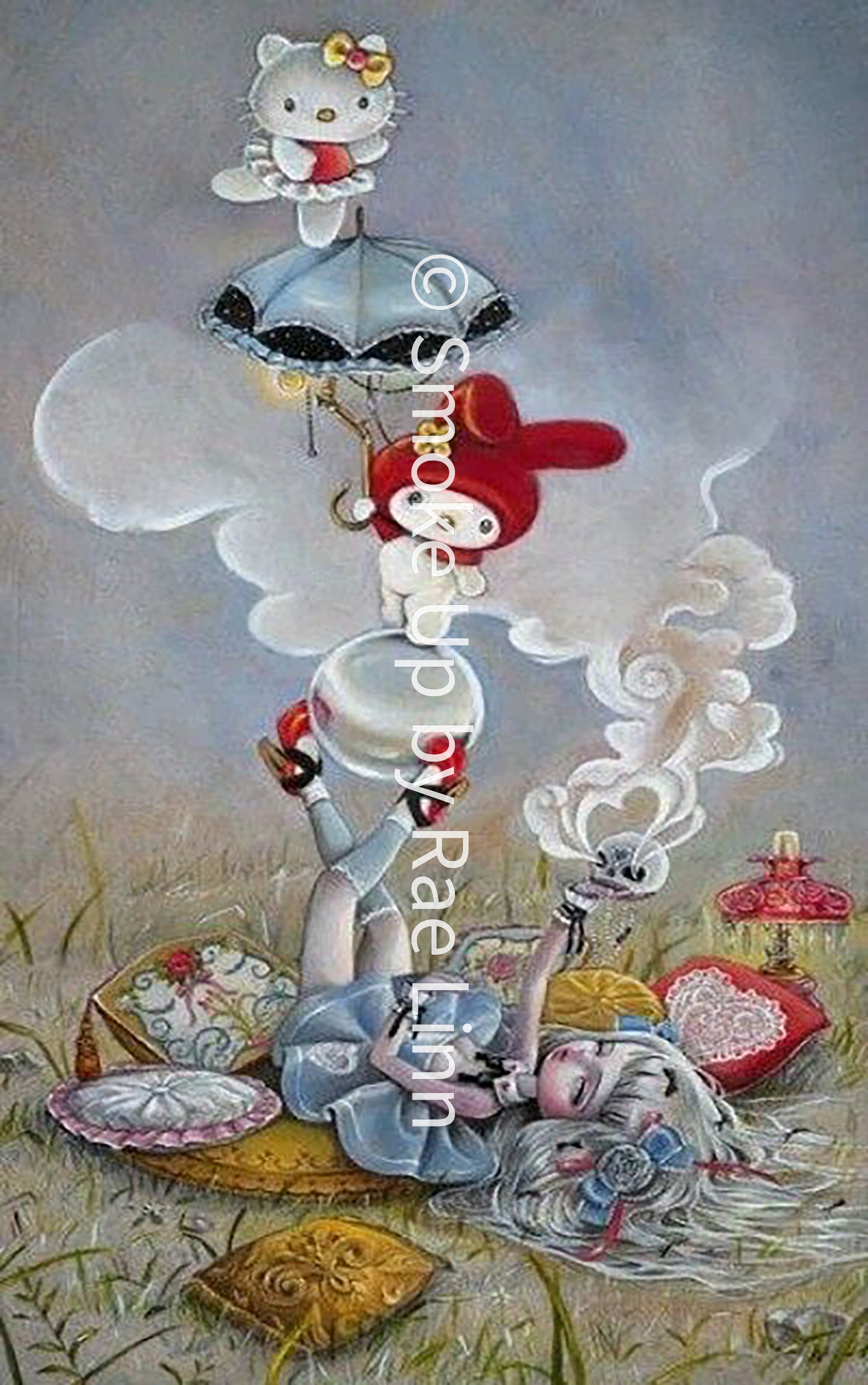Alice Wonderland Stoner Scene with Sanrio Characters