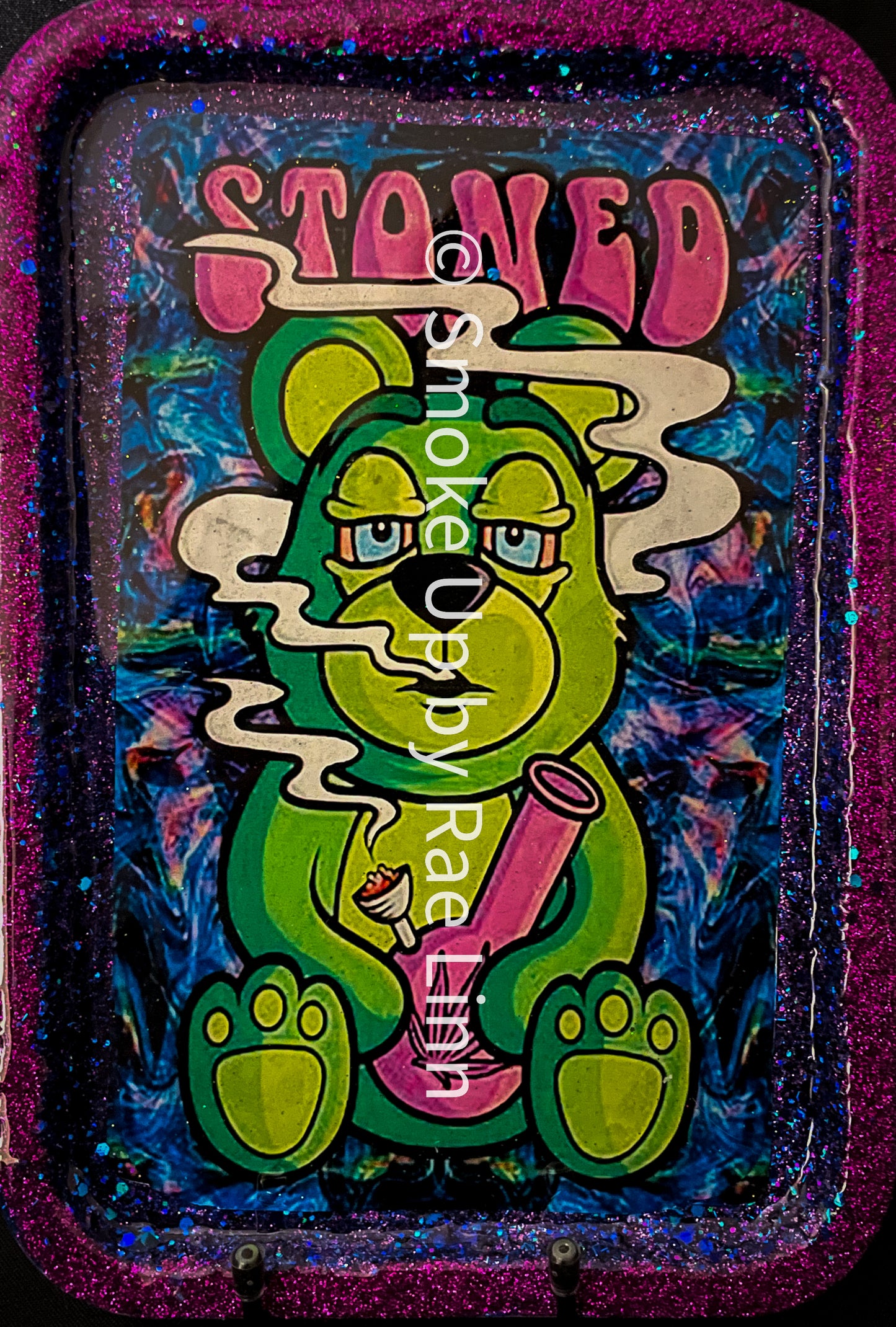 Stoned Gummy Bear Holding Bong