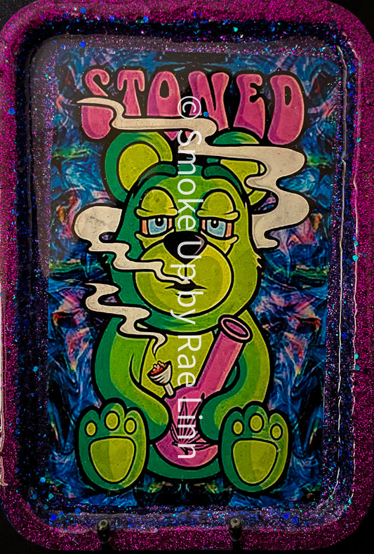 Stoned Gummy Bear Holding Bong